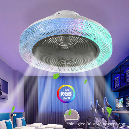 Modern RGB Lamp Ceiling Fan Light with Remote Control - 20 Inch